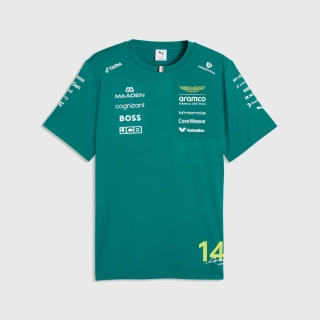 Tričko Fernando Alonso - Aston Martin F1 s logy sponzorů - týmová edice