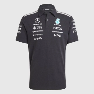 Polokošile Adidas - Mercedes AMG Petronas F1 černá s logy sponzorů - týmová edice
